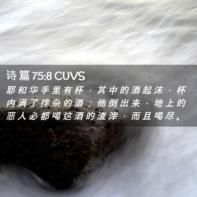 Picture 02 - 诗 篇 75:8 CUVS - 耶 和 华 手 里 有 杯 ， 其 中 的 酒 - Bible Verse Picture