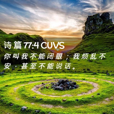 Picture 02 - 诗 篇 77:4 CUVS - 你 叫 我 不 能 闭 眼 ； 我 烦 乱 不 - Bible Verse Picture