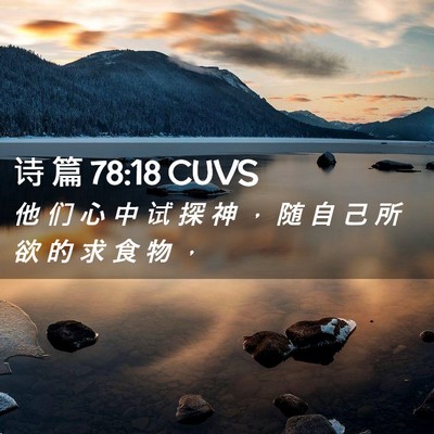 Picture 02 - 诗 篇 78:18 CUVS - 他 们 心 中 试 探 神 ， 随 自 己 所 - Bible Verse Picture