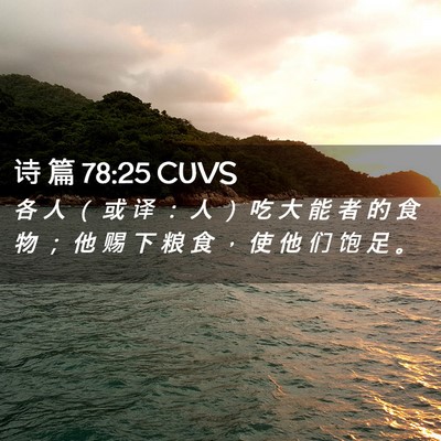 Picture 02 - 诗 篇 78:25 CUVS - 各 人 （ 或 译 ： 人 ） 吃 大 能 者 - Bible Verse Picture