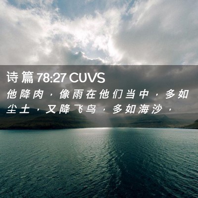 Picture 02 - 诗 篇 78:27 CUVS - 他 降 肉 ， 像 雨 在 他 们 当 中 ， - Bible Verse Picture
