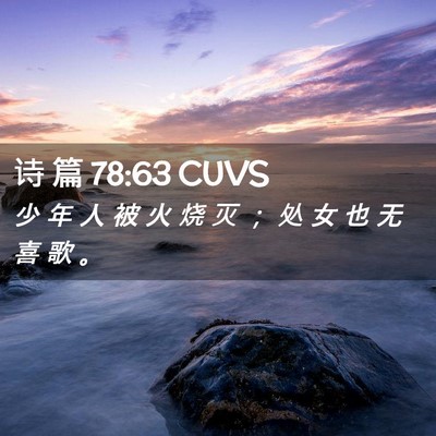 Picture 02 - 诗 篇 78:63 CUVS - 少 年 人 被 火 烧 灭 ； 处 女 也 无 - Bible Verse Picture