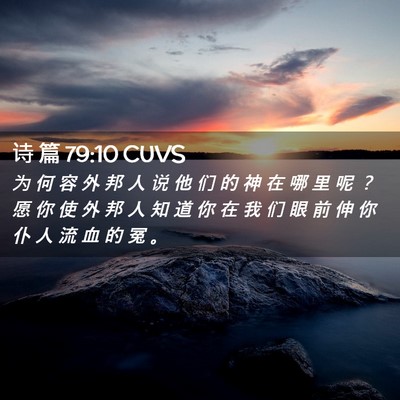 Picture 02 - 诗 篇 79:10 CUVS - 为 何 容 外 邦 人 说 他 们 的 神 在 - Bible Verse Picture