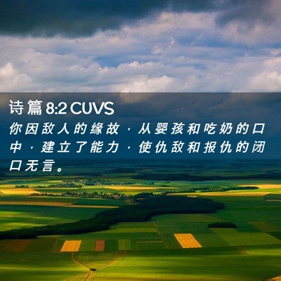 Picture 02 - 诗 篇 8:2 CUVS - 你 因 敌 人 的 缘 故 ， 从 婴 孩 和 - Bible Verse Picture