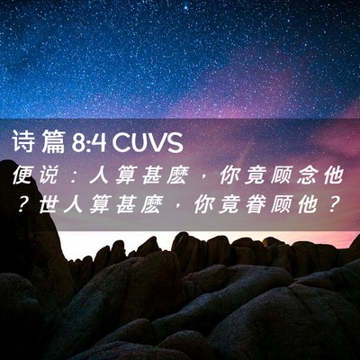 Picture 02 - 诗 篇 8:4 CUVS - 便 说 ： 人 算 甚 麽 ， 你 竟 顾 念 - Bible Verse Picture