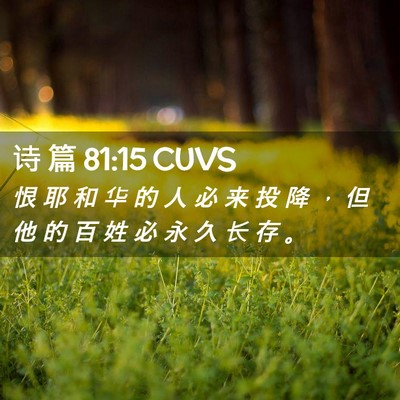 Picture 02 - 诗 篇 81:15 CUVS - 恨 耶 和 华 的 人 必 来 投 降 ， 但 - Bible Verse Picture