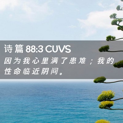 Picture 02 - 诗 篇 88:3 CUVS - 因 为 我 心 里 满 了 患 难 ； 我 的 - Bible Verse Picture