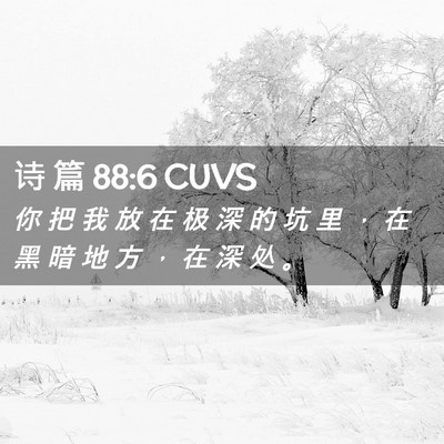 Picture 02 - 诗 篇 88:6 CUVS - 你 把 我 放 在 极 深 的 坑 里 ， 在 - Bible Verse Picture