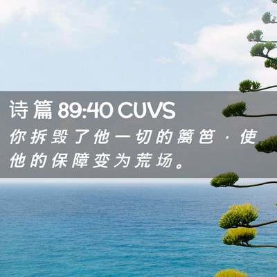 Picture 02 - 诗 篇 89:40 CUVS - 你 拆 毁 了 他 一 切 的 篱 笆 ， 使 - Bible Verse Picture