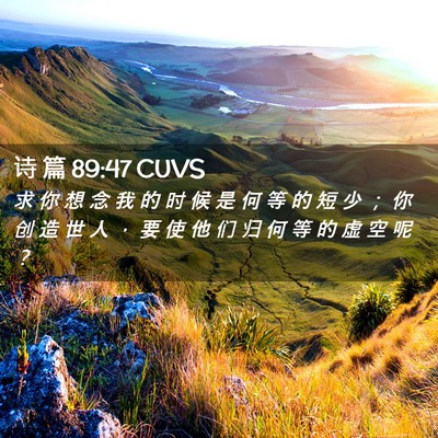 Picture 02 - 诗 篇 89:47 CUVS - 求 你 想 念 我 的 时 候 是 何 等 的 - Bible Verse Picture