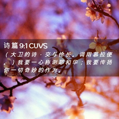 Picture 02 - 诗 篇 9:1 CUVS - （ 大 卫 的 诗 ， 交 与 伶 长 。 调 - Bible Verse Picture