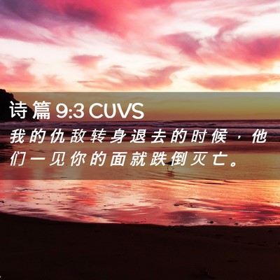 Picture 02 - 诗 篇 9:3 CUVS - 我 的 仇 敌 转 身 退 去 的 时 候 ， - Bible Verse Picture