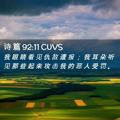 Picture 02 - 诗 篇 92:11 CUVS - 我 眼 睛 看 见 仇 敌 遭 报 ； 我 耳 - Bible Verse Picture
