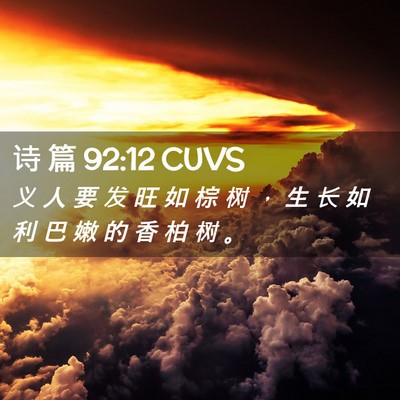 Picture 02 - 诗 篇 92:12 CUVS - 义 人 要 发 旺 如 棕 树 ， 生 长 如 - Bible Verse Picture