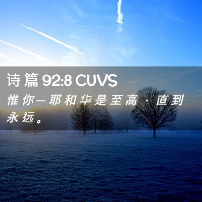 Picture 02 - 诗 篇 92:8 CUVS - 惟 你 ─ 耶 和 华 是 至 高 ， 直 到 - Bible Verse Picture