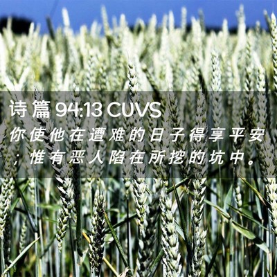 Picture 02 - 诗 篇 94:13 CUVS - 你 使 他 在 遭 难 的 日 子 得 享 平 - Bible Verse Picture