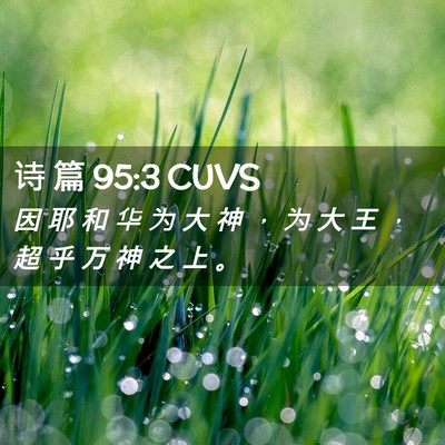 Picture 02 - 诗 篇 95:3 CUVS - 因 耶 和 华 为 大 神 ， 为 大 王 ， - Bible Verse Picture
