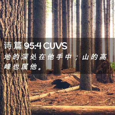 Picture 02 - 诗 篇 95:4 CUVS - 地 的 深 处 在 他 手 中 ； 山 的 高 - Bible Verse Picture