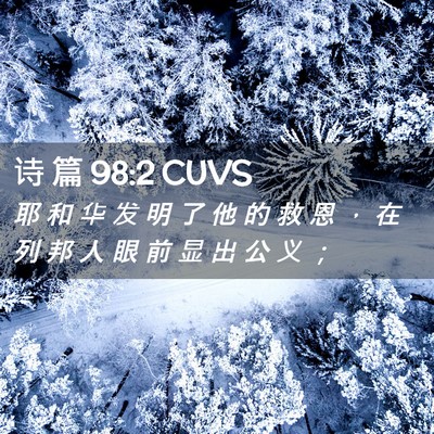 Picture 02 - 诗 篇 98:2 CUVS - 耶 和 华 发 明 了 他 的 救 恩 ， 在 - Bible Verse Picture