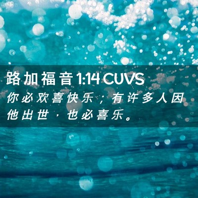 Picture 02 - 路 加 福 音 1:14 CUVS - 你 必 欢 喜 快 乐 ； 有 许 多 人 因 - Bible Verse Picture
