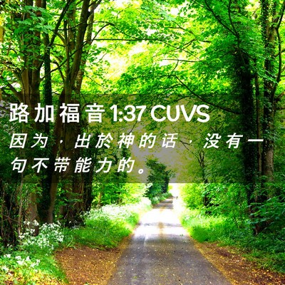 Picture 02 - 路 加 福 音 1:37 CUVS - 因 为 ， 出 於 神 的 话 ， 没 有 一 - Bible Verse Picture