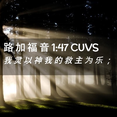 Picture 02 - 路 加 福 音 1:47 CUVS - 我 灵 以 神 我 的 救 主 为 乐 - Bible Verse Picture