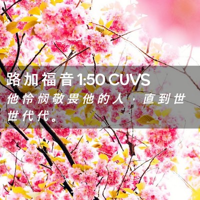 Picture 02 - 路 加 福 音 1:50 CUVS - 他 怜 悯 敬 畏 他 的 人 ， 直 到 世 - Bible Verse Picture