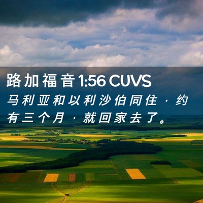 Picture 02 - 路 加 福 音 1:56 CUVS - 马 利 亚 和 以 利 沙 伯 同 住 ， 约 - Bible Verse Picture