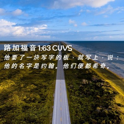 Picture 02 - 路 加 福 音 1:63 CUVS - 他 要 了 一 块 写 字 的 板 ， 就 写 - Bible Verse Picture