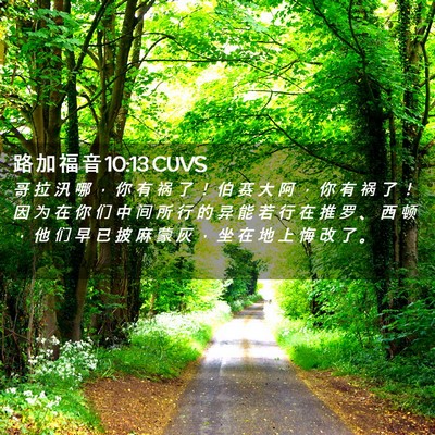 Picture 02 - 路 加 福 音 10:13 CUVS - 哥 拉 汛 哪 ， 你 有 祸 了 ！ 伯 赛 - Bible Verse Picture