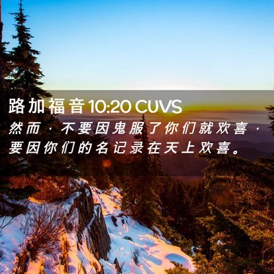 Picture 02 - 路 加 福 音 10:20 CUVS - 然 而 ， 不 要 因 鬼 服 了 你 们 就 - Bible Verse Picture