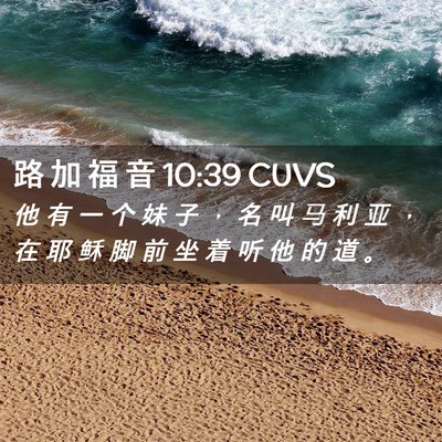 Picture 02 - 路 加 福 音 10:39 CUVS - 他 有 一 个 妹 子 ， 名 叫 马 利 亚 - Bible Verse Picture