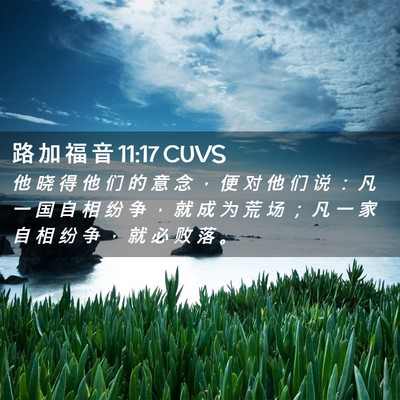 Picture 02 - 路 加 福 音 11:17 CUVS - 他 晓 得 他 们 的 意 念 ， 便 对 他 - Bible Verse Picture