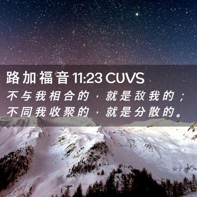 Picture 02 - 路 加 福 音 11:23 CUVS - 不 与 我 相 合 的 ， 就 是 敌 我 的 - Bible Verse Picture