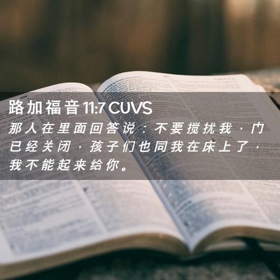 Picture 02 - 路 加 福 音 11:7 CUVS - 那 人 在 里 面 回 答 说 ： 不 要 搅 - Bible Verse Picture