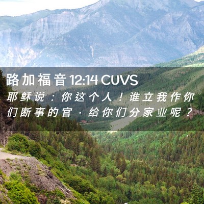 Picture 02 - 路 加 福 音 12:14 CUVS - 耶 稣 说 ： 你 这 个 人 ！ 谁 立 我 - Bible Verse Picture