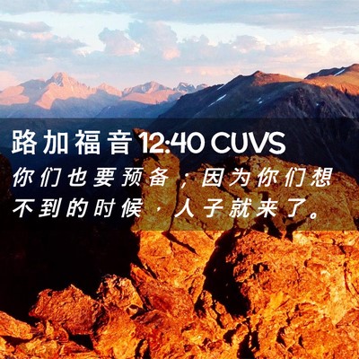 Picture 02 - 路 加 福 音 12:40 CUVS - 你 们 也 要 预 备 ； 因 为 你 们 想 - Bible Verse Picture