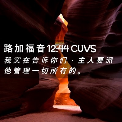 Picture 02 - 路 加 福 音 12:44 CUVS - 我 实 在 告 诉 你 们 ， 主 人 要 派 - Bible Verse Picture
