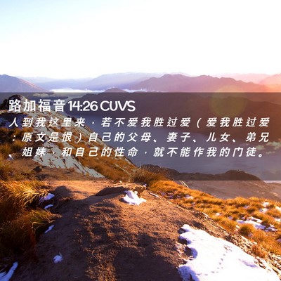 Picture 02 - 路 加 福 音 14:26 CUVS - 人 到 我 这 里 来 ， 若 不 爱 我 胜 - Bible Verse Picture