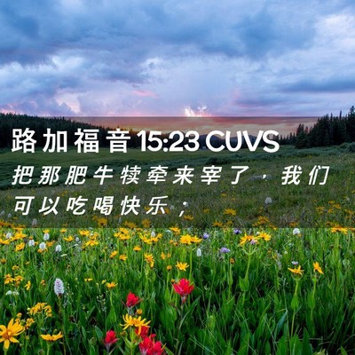 Picture 02 - 路 加 福 音 15:23 CUVS - 把 那 肥 牛 犊 牵 来 宰 了 ， 我 们 - Bible Verse Picture