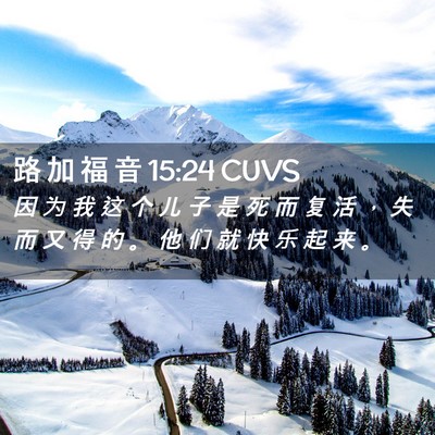 Picture 02 - 路 加 福 音 15:24 CUVS - 因 为 我 这 个 儿 子 是 死 而 复 活 - Bible Verse Picture