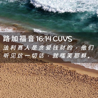 Picture 02 - 路 加 福 音 16:14 CUVS - 法 利 赛 人 是 贪 爱 钱 财 的 ， 他 - Bible Verse Picture