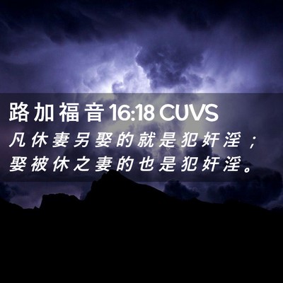 Picture 02 - 路 加 福 音 16:18 CUVS - 凡 休 妻 另 娶 的 就 是 犯 奸 淫 ； - Bible Verse Picture