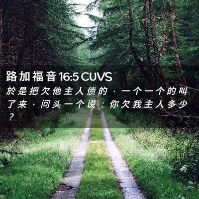 Picture 02 - 路 加 福 音 16:5 CUVS - 於 是 把 欠 他 主 人 债 的 ， 一 个 - Bible Verse Picture