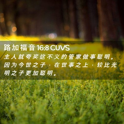 Picture 02 - 路 加 福 音 16:8 CUVS - 主 人 就 夸 奖 这 不 义 的 管 家 做 - Bible Verse Picture