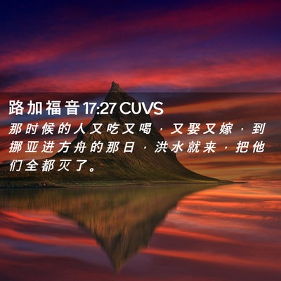 Picture 02 - 路 加 福 音 17:27 CUVS - 那 时 候 的 人 又 吃 又 喝 ， 又 娶 - Bible Verse Picture