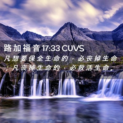 Picture 02 - 路 加 福 音 17:33 CUVS - 凡 想 要 保 全 生 命 的 ， 必 丧 掉 - Bible Verse Picture