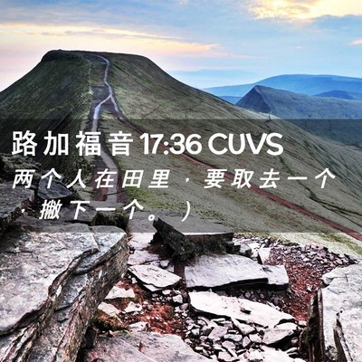 Picture 02 - 路 加 福 音 17:36 CUVS - 两 个 人 在 田 里 ， 要 取 去 一 个 - Bible Verse Picture