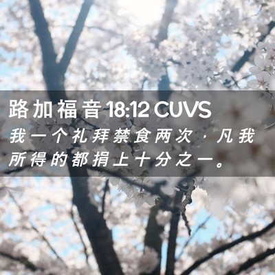 Picture 02 - 路 加 福 音 18:12 CUVS - 我 一 个 礼 拜 禁 食 两 次 ， 凡 我 - Bible Verse Picture