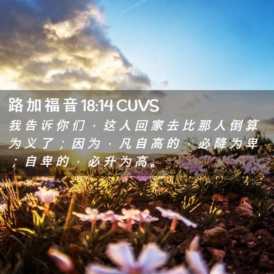 Picture 02 - 路 加 福 音 18:14 CUVS - 我 告 诉 你 们 ， 这 人 回 家 去 比 - Bible Verse Picture